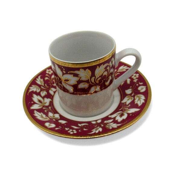 Original Bohemia DEMITASSE Espresso Cup and Saucer FLORAL Gold Accents Vintage - Picture 6 of 11